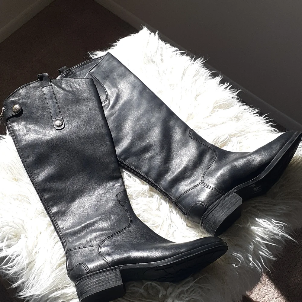 Sam Edelman Black Tall Leather Riding Boots